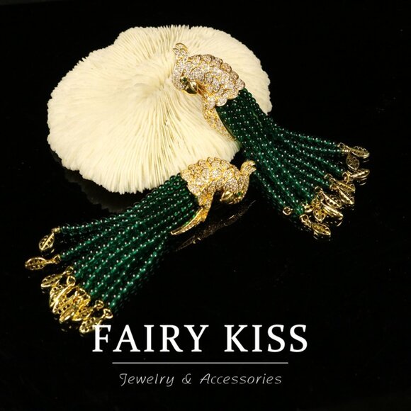 Maximalist Parrot Crystal Pave Animal Dangle Drops - Picture 6 of 7